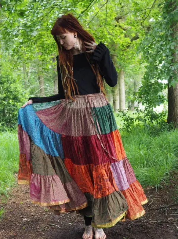 The TwoSisters Plus Size|Zijden Rokken-Zijden Gypsy Rok 301