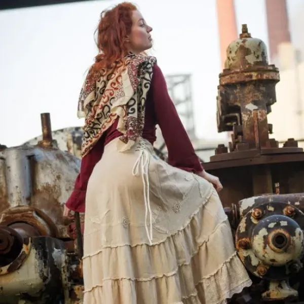 The TwoSisters Plus Size|Gypsy-Ziva Rok Gebroken wit