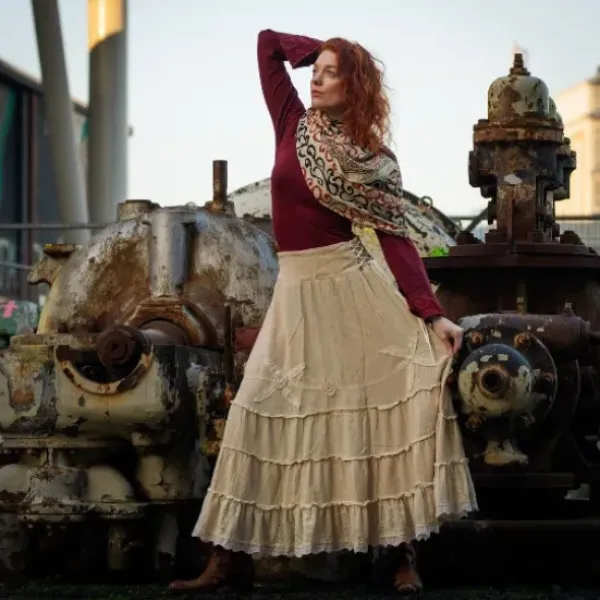 The TwoSisters Plus Size|Gypsy-Ziva Rok Gebroken wit