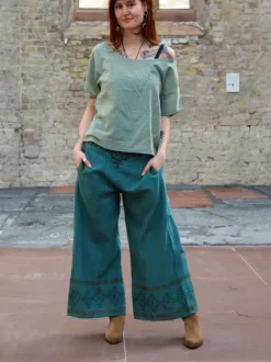 The TwoSisters Nomad Chic Collectie|Broeken-Zora Broek Petrol