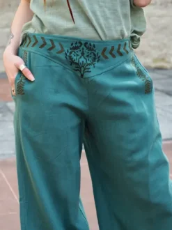 The TwoSisters Nomad Chic Collectie|Broeken-Zora Broek Petrol