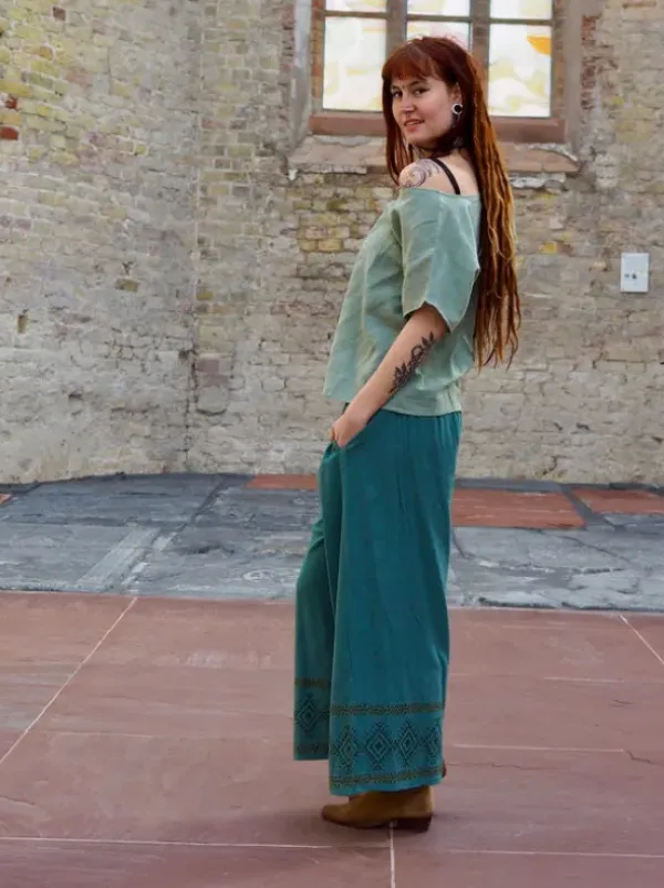 The TwoSisters Nomad Chic Collectie|Broeken-Zora Broek Petrol