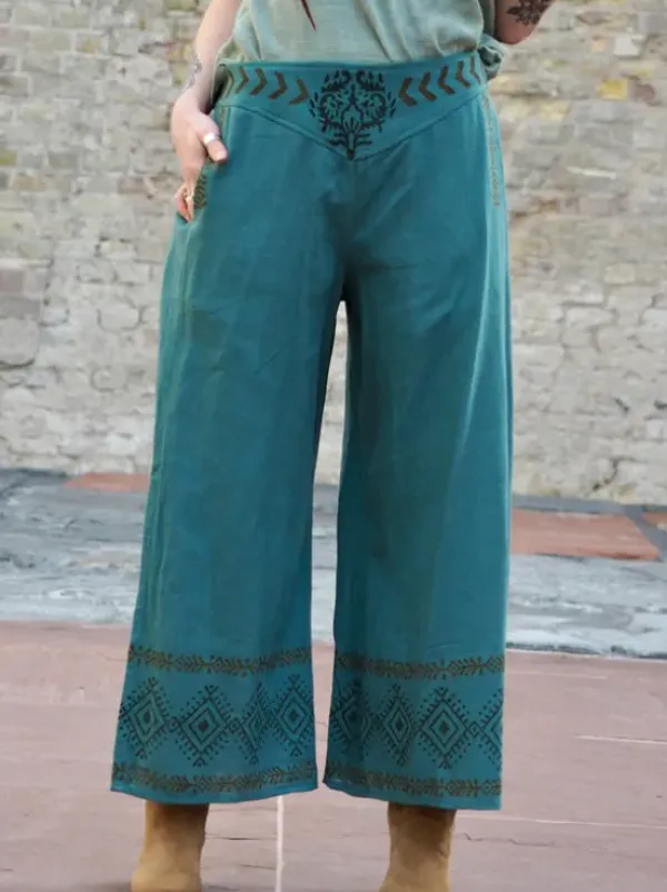 The TwoSisters Nomad Chic Collectie|Broeken-Zora Broek Petrol