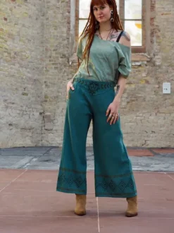 The TwoSisters Nomad Chic Collectie|Broeken-Zora Broek Petrol