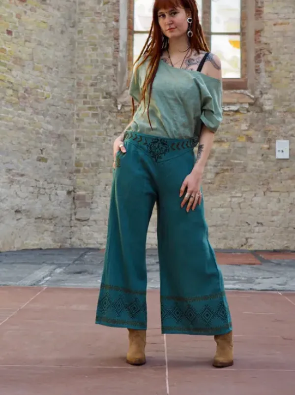 The TwoSisters Nomad Chic Collectie|Broeken-Zora Broek Petrol