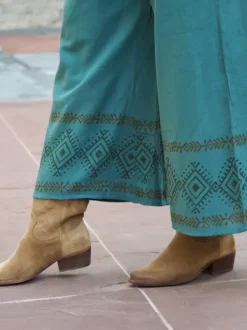 The TwoSisters Nomad Chic Collectie|Broeken-Zora Broek Petrol